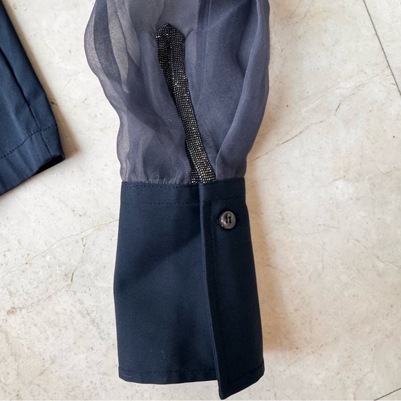 Brunello Cucinelli Navy Sheer Sleeve Blouse size XS - Picture 7 of 16